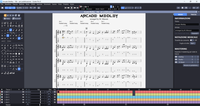 Arcade Medley - Guitar ensemble arrangement by Matteo Minozzi - GUITAR PRO